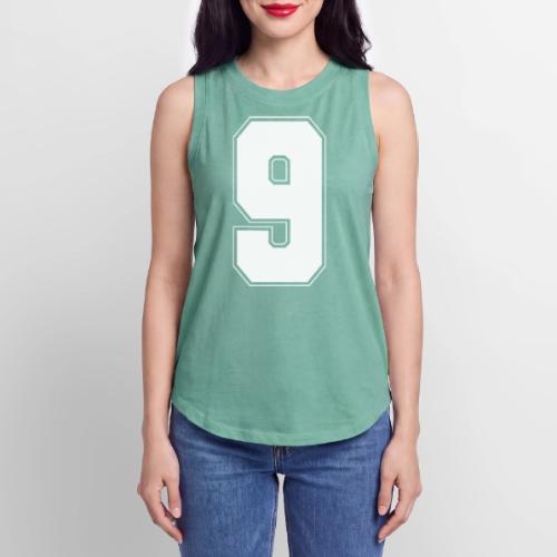 White Number 9 – Varsity Font - Women's Relaxed Tank Top