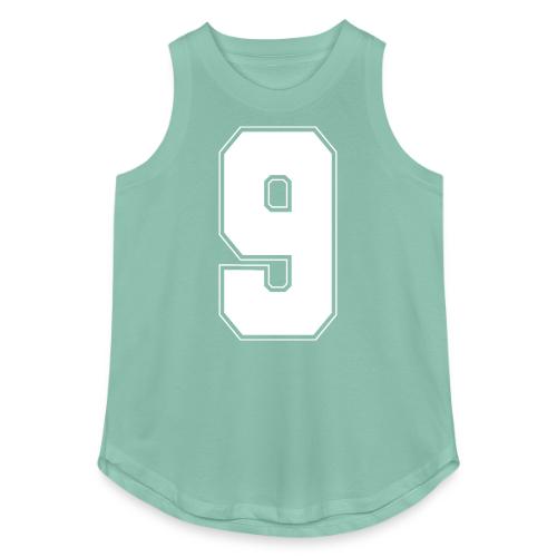 White Number 9 – Varsity Font - Women's Relaxed Tank Top
