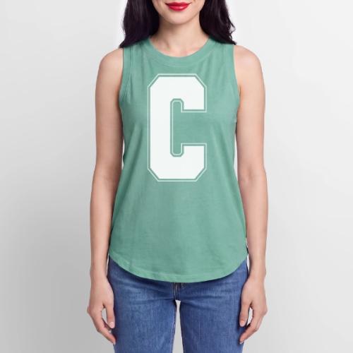 White Letter C – Varsity Alphabet Monogram - Women's Relaxed Tank Top