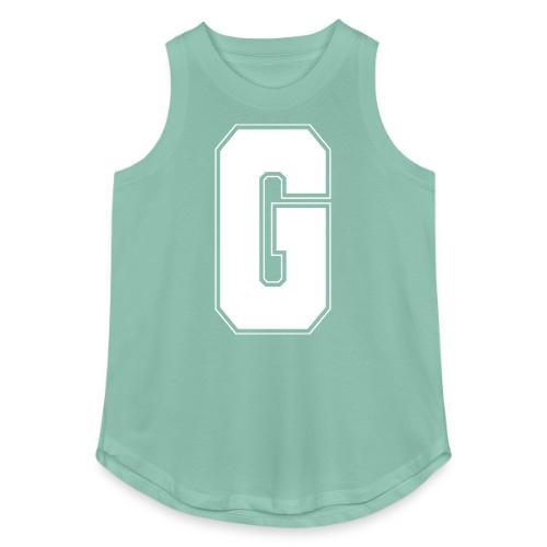 White Letter G – Varsity Alphabet Monogram - Women's Relaxed Tank Top