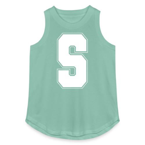 White Letter S – Varsity Alphabet Monogram - Women's Relaxed Tank Top