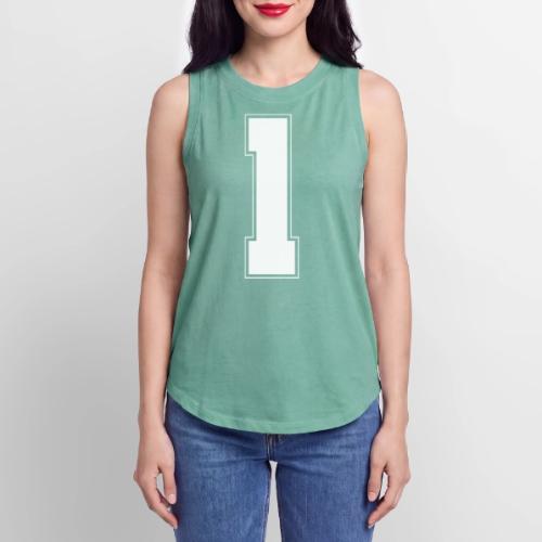 White Number 1 – Varsity Font - Women's Relaxed Tank Top