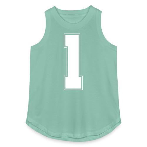 White Number 1 – Varsity Font - Women's Relaxed Tank Top