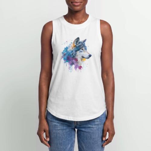Splash-Art Wolf Head - Women's Relaxed Tank Top