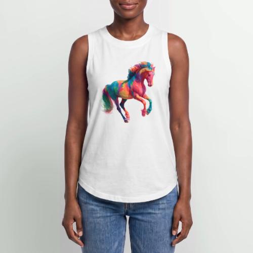 Colorful Paint Splatter Horse Art - Women's Relaxed Tank Top
