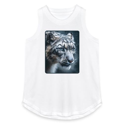 Snow Leopard Blue Eyes Design - Women's Relaxed Tank Top