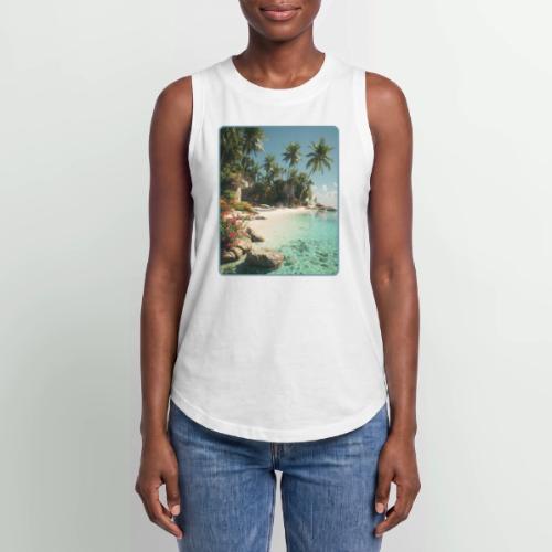 Serene Tropical Beach Floral Design - Women's Relaxed Tank Top