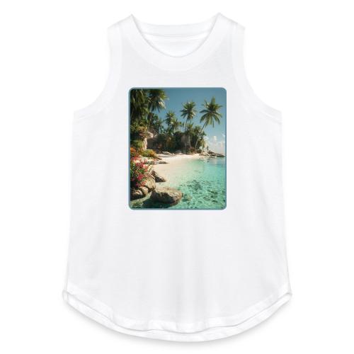 Serene Tropical Beach Floral Design - Women's Relaxed Tank Top