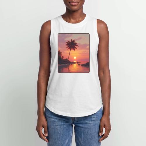 Tropical Beach Sunset Palm Design - Women's Relaxed Tank Top