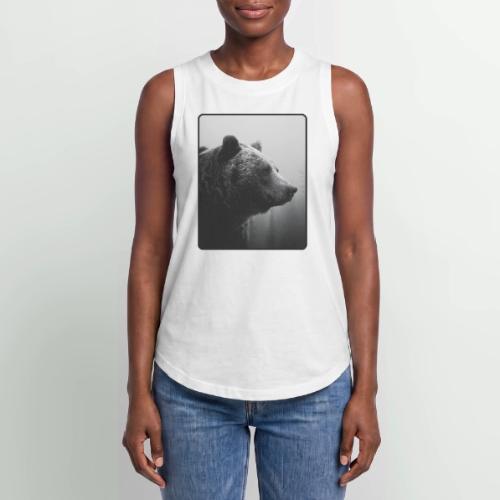 Grizzly Bear Black White Portrait Design - Women's Relaxed Tank Top