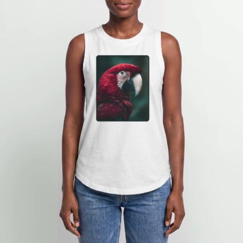 Red Green Macaw Bird Portrait Design - Women's Relaxed Tank Top