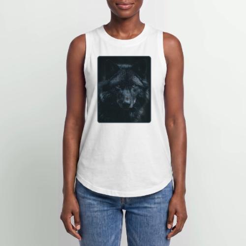 Black Wolf Intense Eyes Portrait Design - Women's Relaxed Tank Top