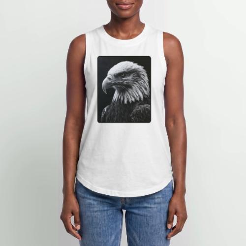Black White Bald Eagle Design - Women's Relaxed Tank Top