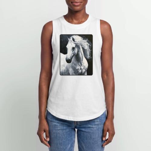 White Horse Oil Painting Design - Women's Relaxed Tank Top