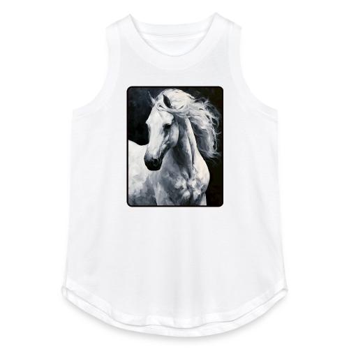 White Horse Oil Painting Design - Women's Relaxed Tank Top