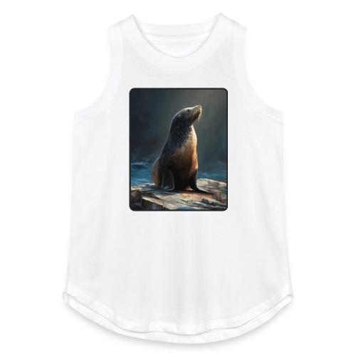 Fur Seal Artistic Shore Portrait Design - Women's Relaxed Tank Top