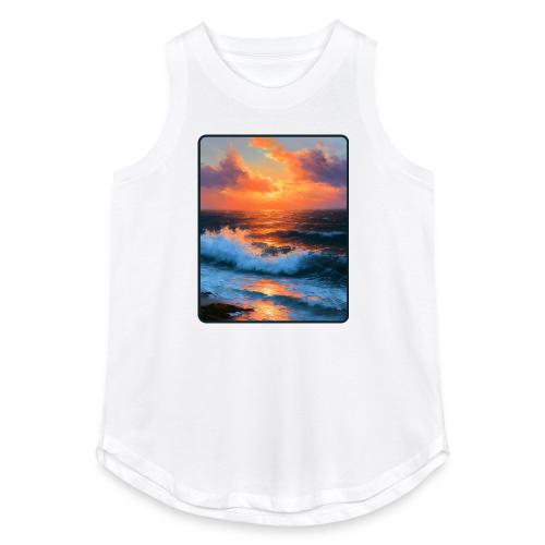 Sunset Storm Waves Oil Painting - Women's Relaxed Tank Top