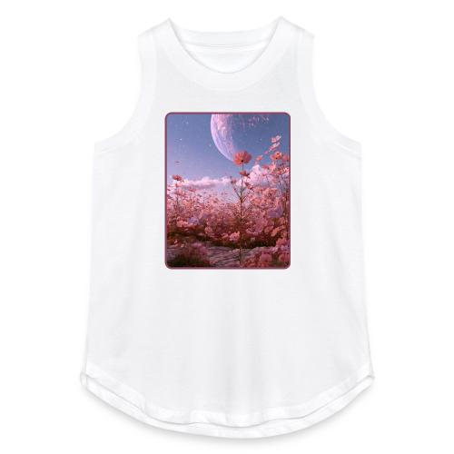 Cosmic Moon & Cosmos Flowers Art - Women's Relaxed Tank Top