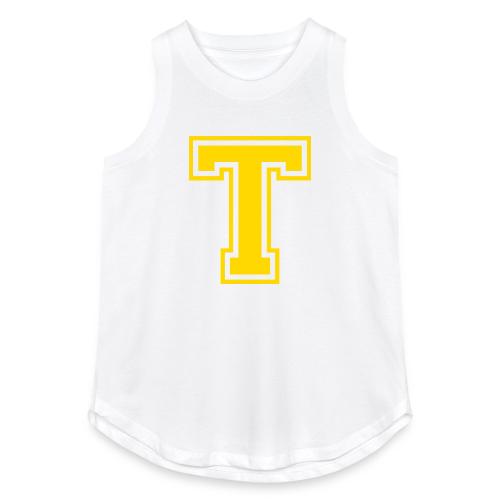 Letter T – Capital Athletic Alphabet Monogram - Women's Relaxed Tank Top