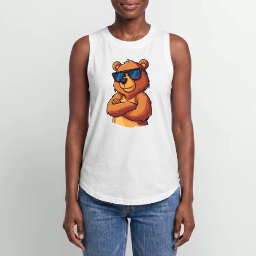 Cool Bear Sunglasses Cartoon Design - Women's Relaxed Tank Top