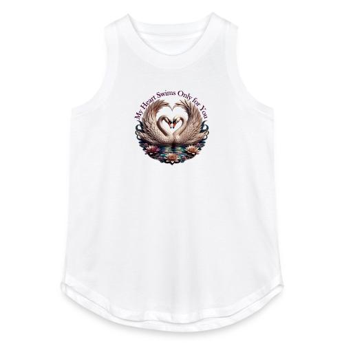 My Heart Swims Only for You Swan Heart T-Shirt - Women's Relaxed Tank Top