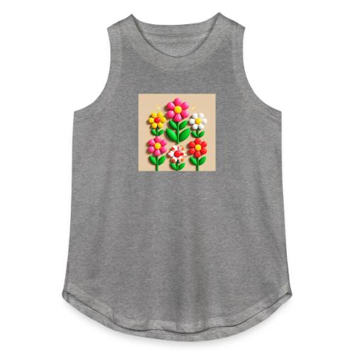 3D Flowers and Butterflies in Amber, Floral Design - Women's Relaxed Tank Top