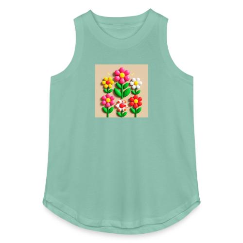 3D Flowers and Butterflies in Amber, Floral Design - Women's Relaxed Tank Top