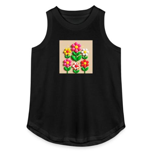 3D Flowers and Butterflies in Amber, Floral Design - Women's Relaxed Tank Top