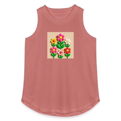 3D Flowers and Butterflies in Amber, Floral Design - Women's Relaxed Tank Top