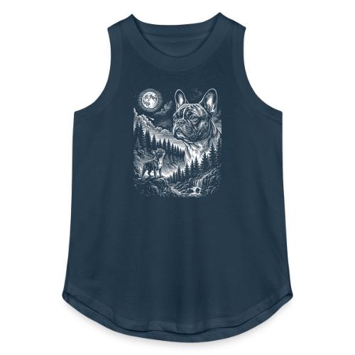 Vintage French Bulldog Moon Howling Tee - Women's Relaxed Tank Top