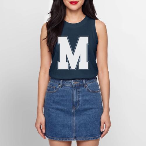 White Letter M – Varsity Alphabet Monogram - Women's Relaxed Tank Top