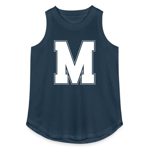 White Letter M – Varsity Alphabet Monogram - Women's Relaxed Tank Top