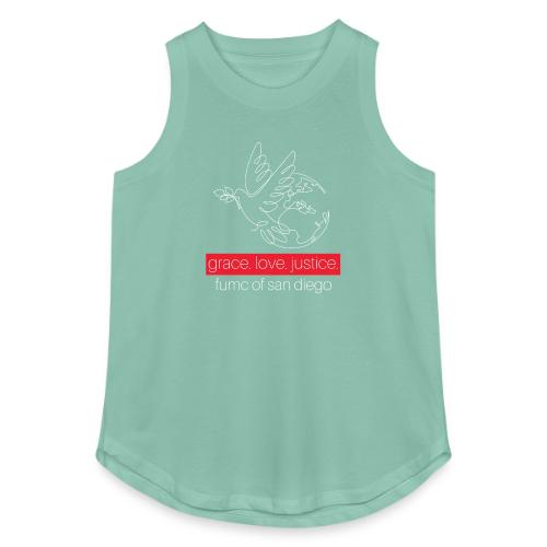 Grace. Love. Justice.- dove and earth graphic - Women's Relaxed Tank Top