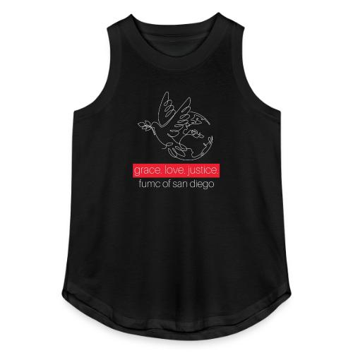 Grace. Love. Justice.- dove and earth graphic - Women's Relaxed Tank Top