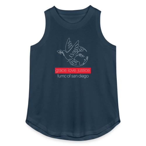 Grace. Love. Justice.- dove and earth graphic - Women's Relaxed Tank Top