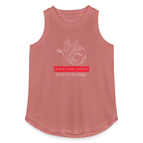 Grace. Love. Justice.- dove and earth graphic - Women's Relaxed Tank Top