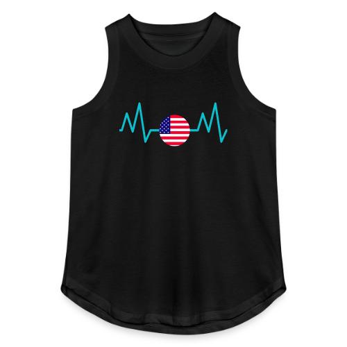 Heartbeat USA Flag – Patriotic American Pride Tee - Women's Relaxed Tank Top
