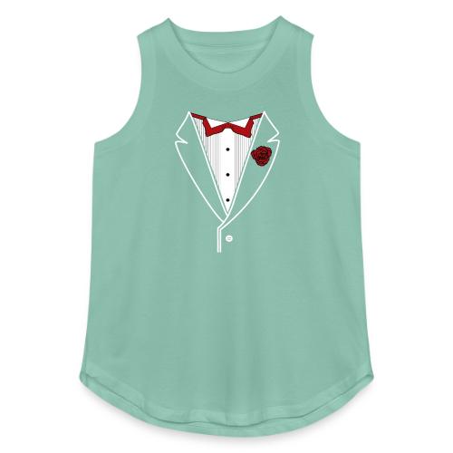 Tuxedo Shirt with Red bowtie - Women's Relaxed Tank Top