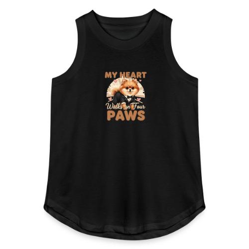 My Heart Walks on Four Paws – Pomeranian tee - Women's Relaxed Tank Top