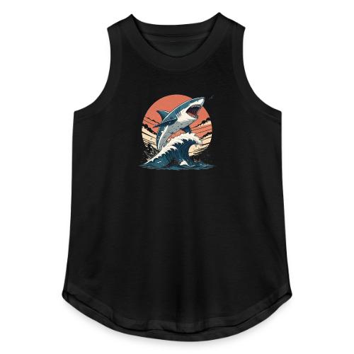 Fierce Shark Breaking Through Waves - Women's Relaxed Tank Top