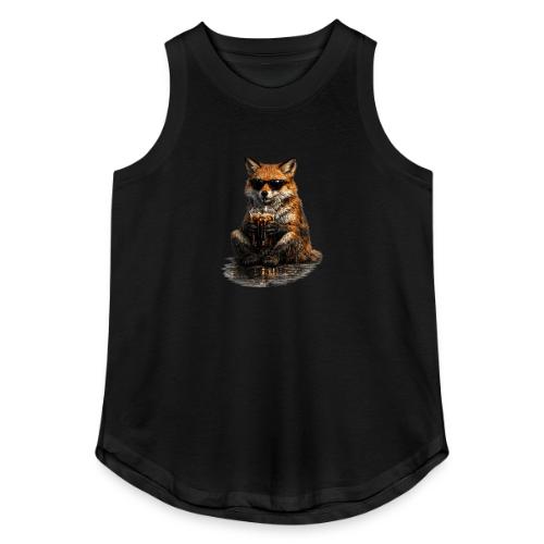 Cool Red Fox Wearing Sunglasses Drinking Coffee - Women's Relaxed Tank Top