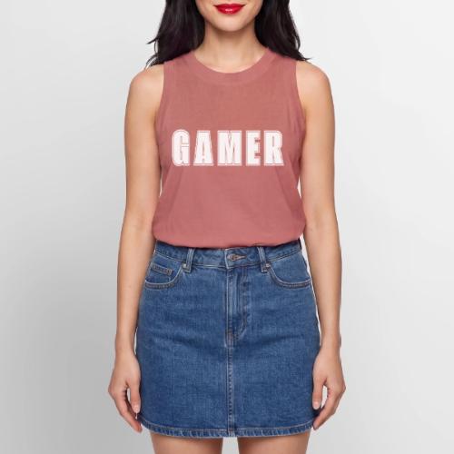 Gamer Collegiate White Text Design - Women's Relaxed Tank Top