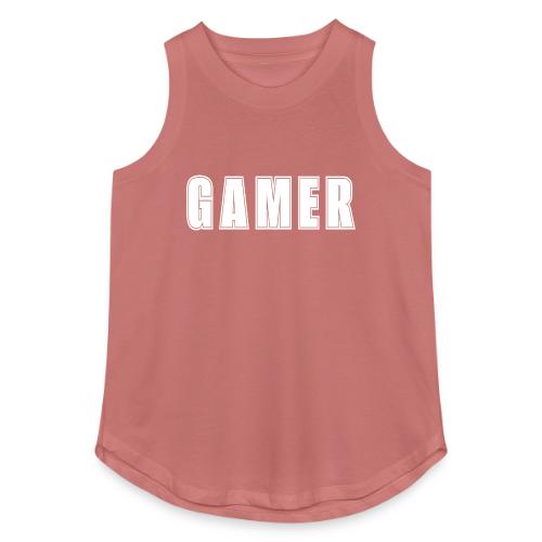 Gamer Collegiate White Text Design - Women's Relaxed Tank Top