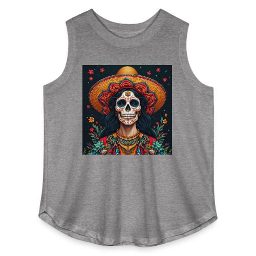 Charra Skull Art | Traditional Mexican Design - Women's Curvy Relaxed Tank Top