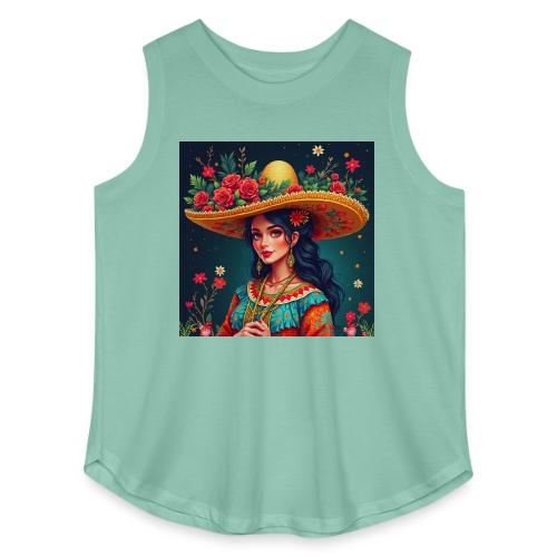 Mexican Design, Regional Mexican Charro Woman - Women's Curvy Relaxed Tank Top
