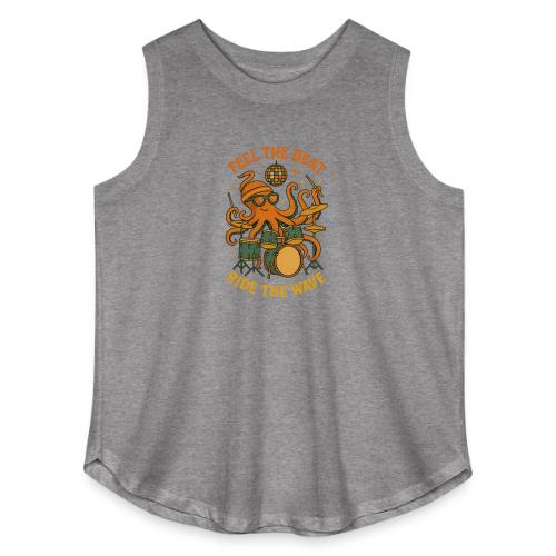 Feel the Beat Octopus Drummer Retro 70s t-shirt - Women's Curvy Relaxed Tank Top