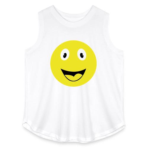 Yellow Happy Face Print - Women's Curvy Relaxed Tank Top