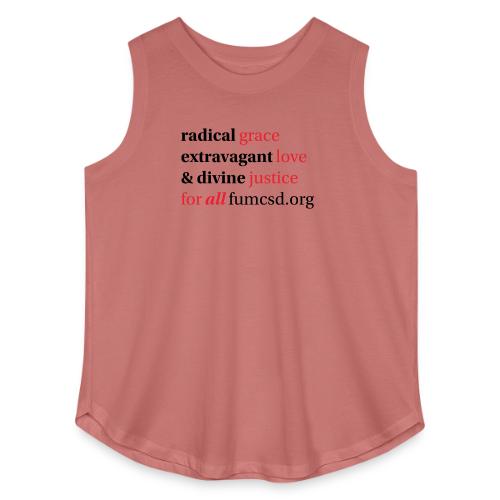 Grace. Love. Justice. serif font - Women's Curvy Relaxed Tank Top
