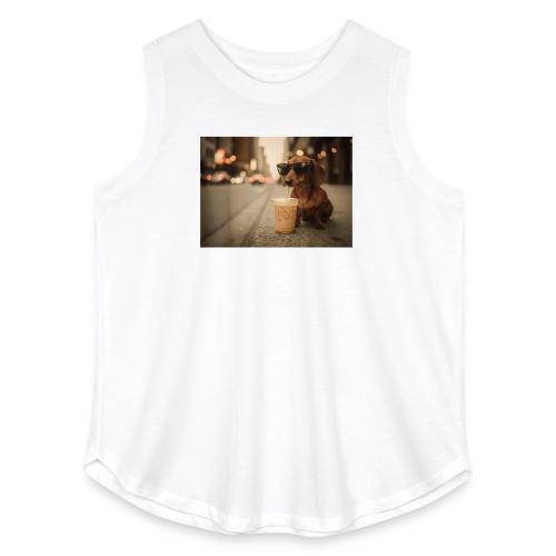 Funny Dachshund Iced Coffee Lover Tee - Women's Curvy Relaxed Tank Top