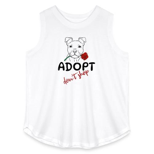Retro Adopt Dont Shop Cute Puppy Rose Tee - Women's Curvy Relaxed Tank Top